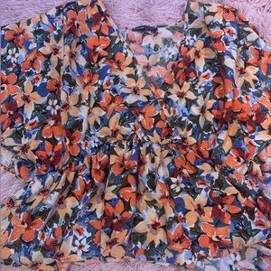 Shein v-neck tropical blouse, size L